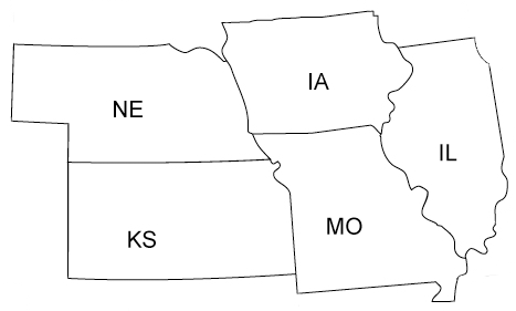 map of states in heartland retion