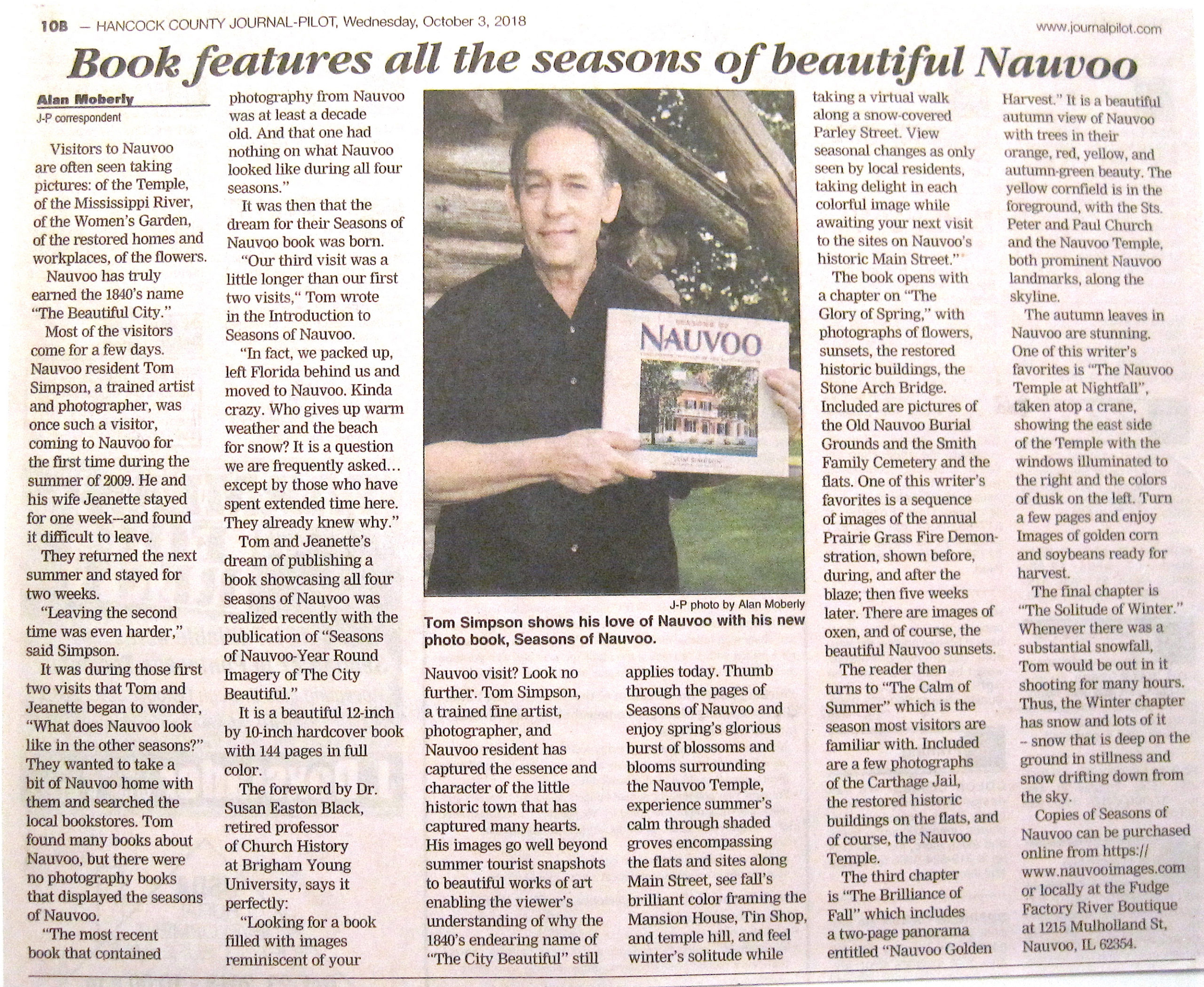 newsprint article seasons of nauvoo book