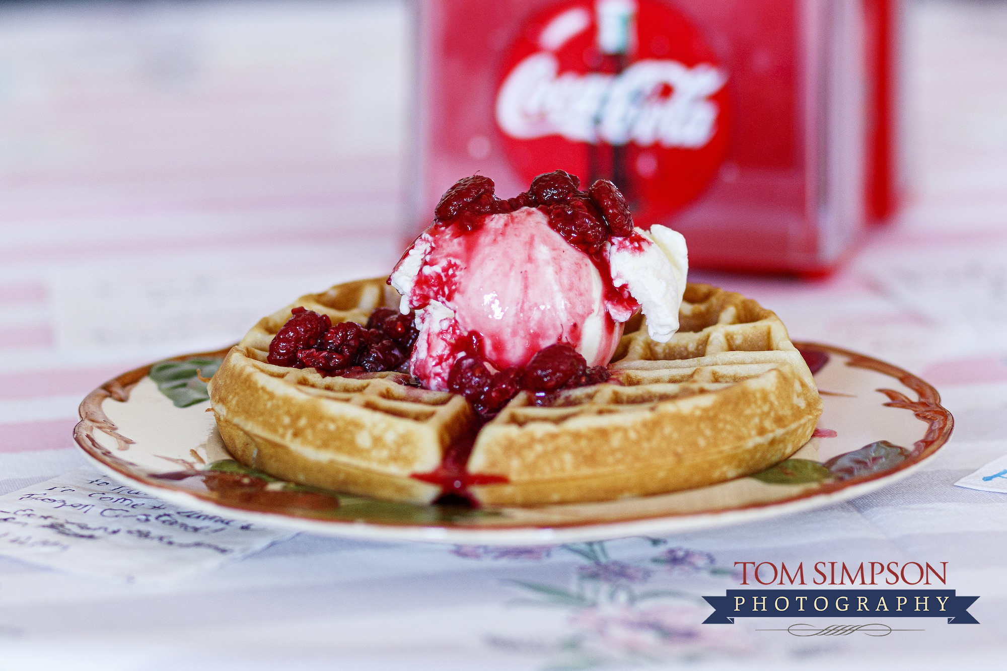 unique waffle breakfast with annies frozen custard on top