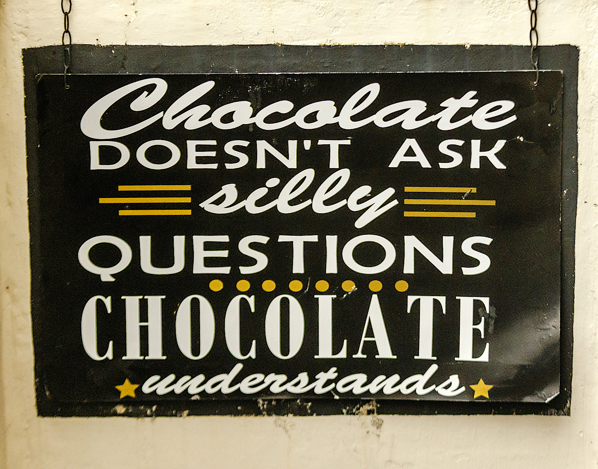 sign at the old chocolate cellar location