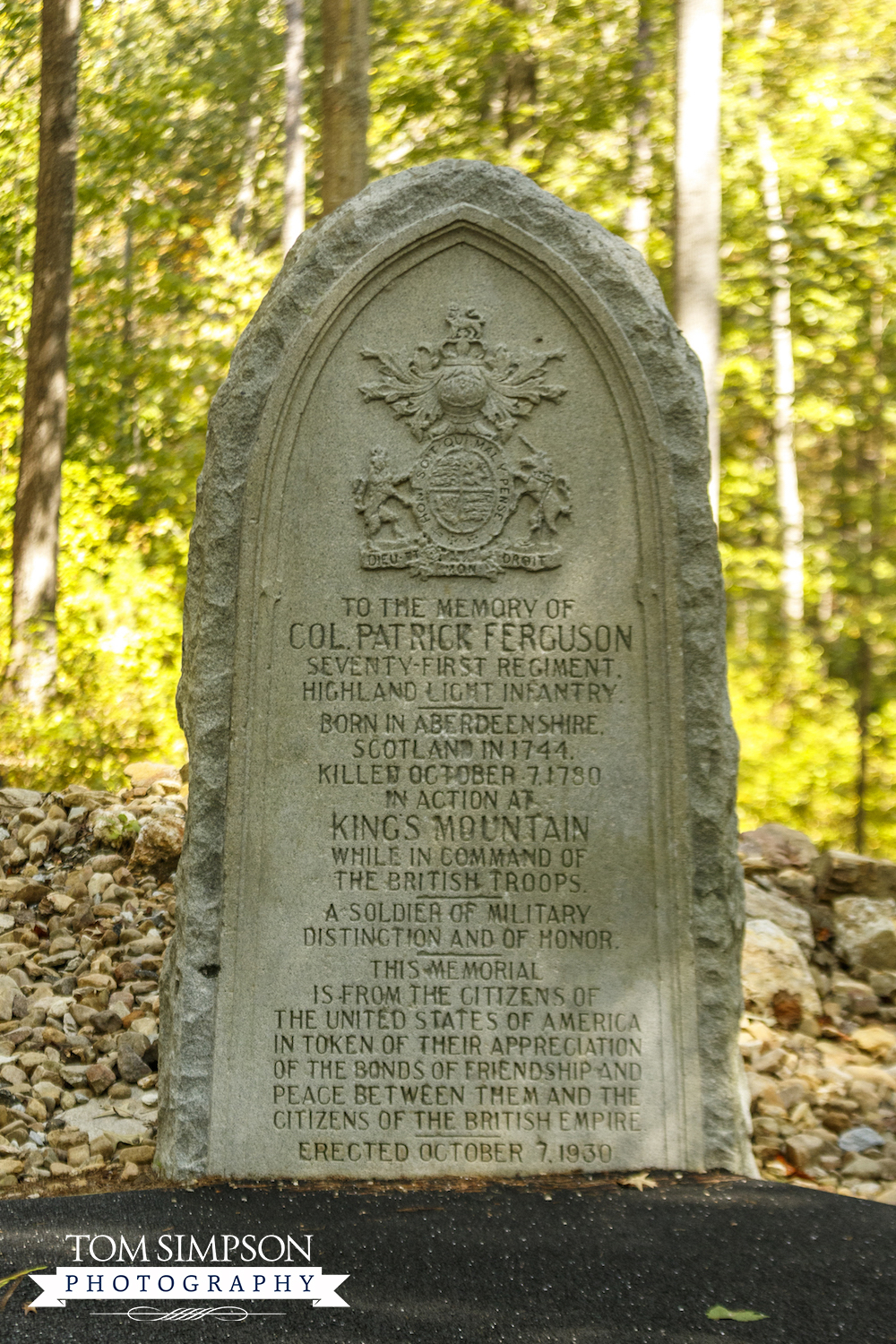 grave marker for british colonel patrick ferguson