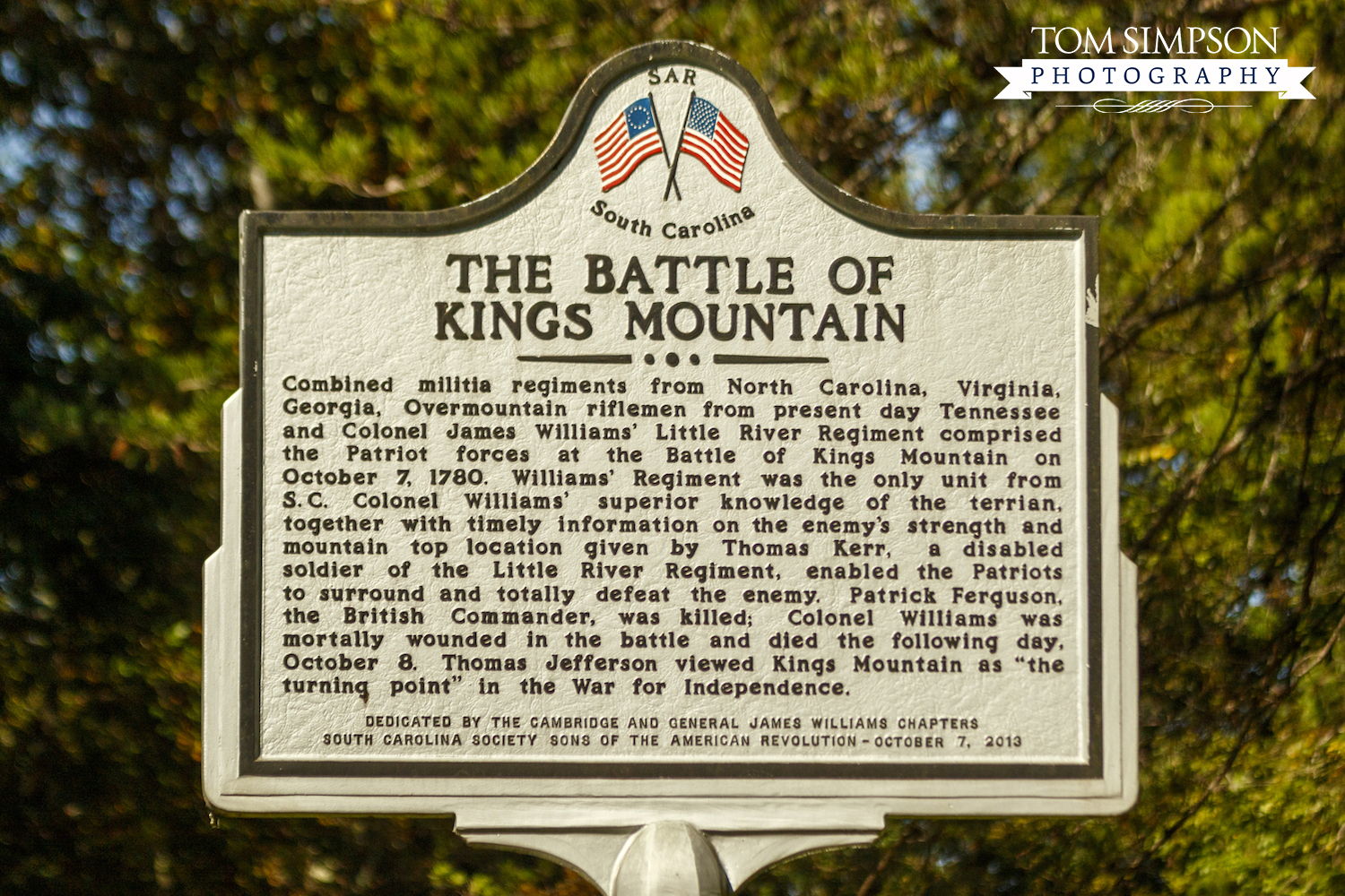 marker noting the battle of kings mountain