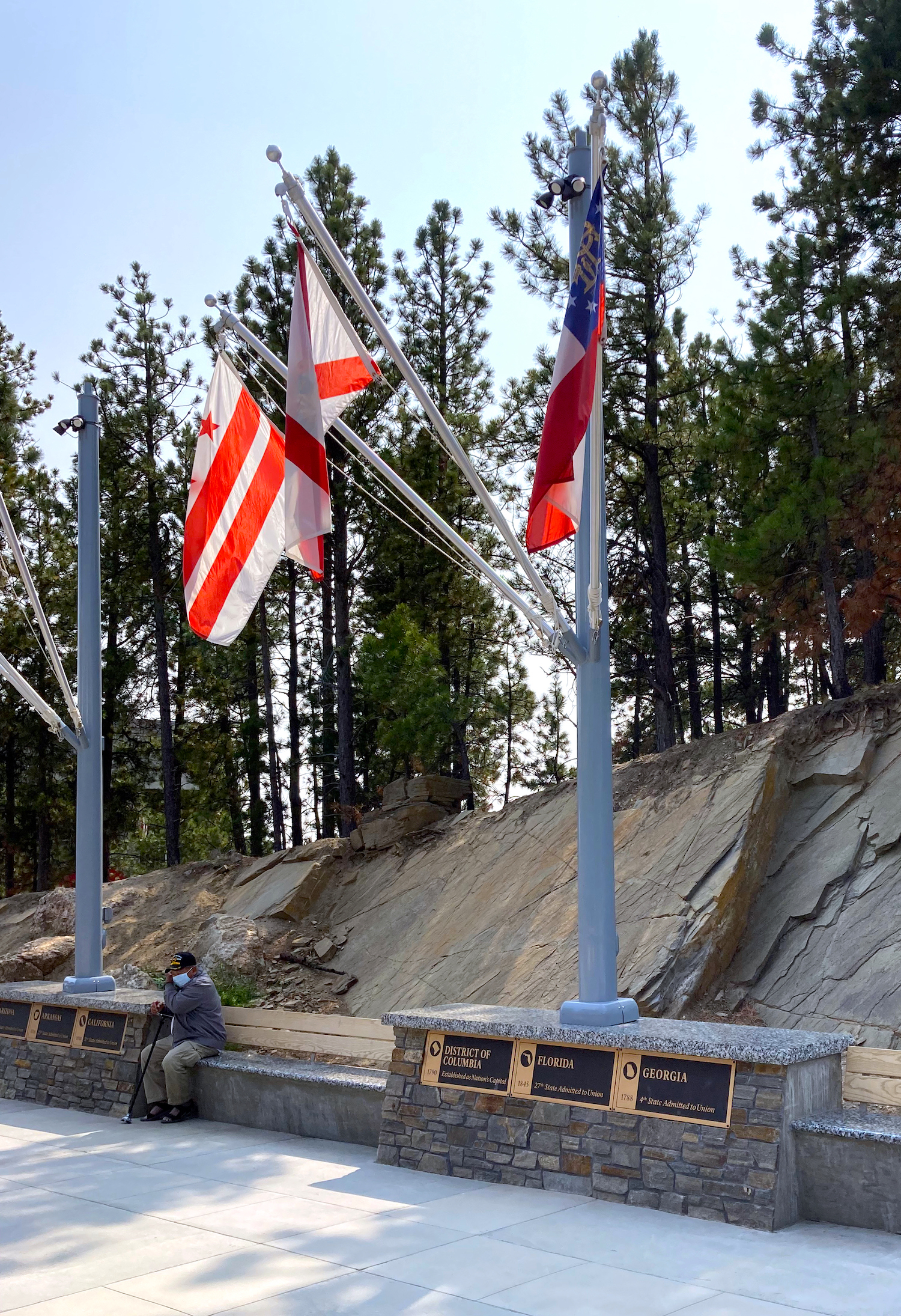 state and district flags at Mount Rushmore Memorial