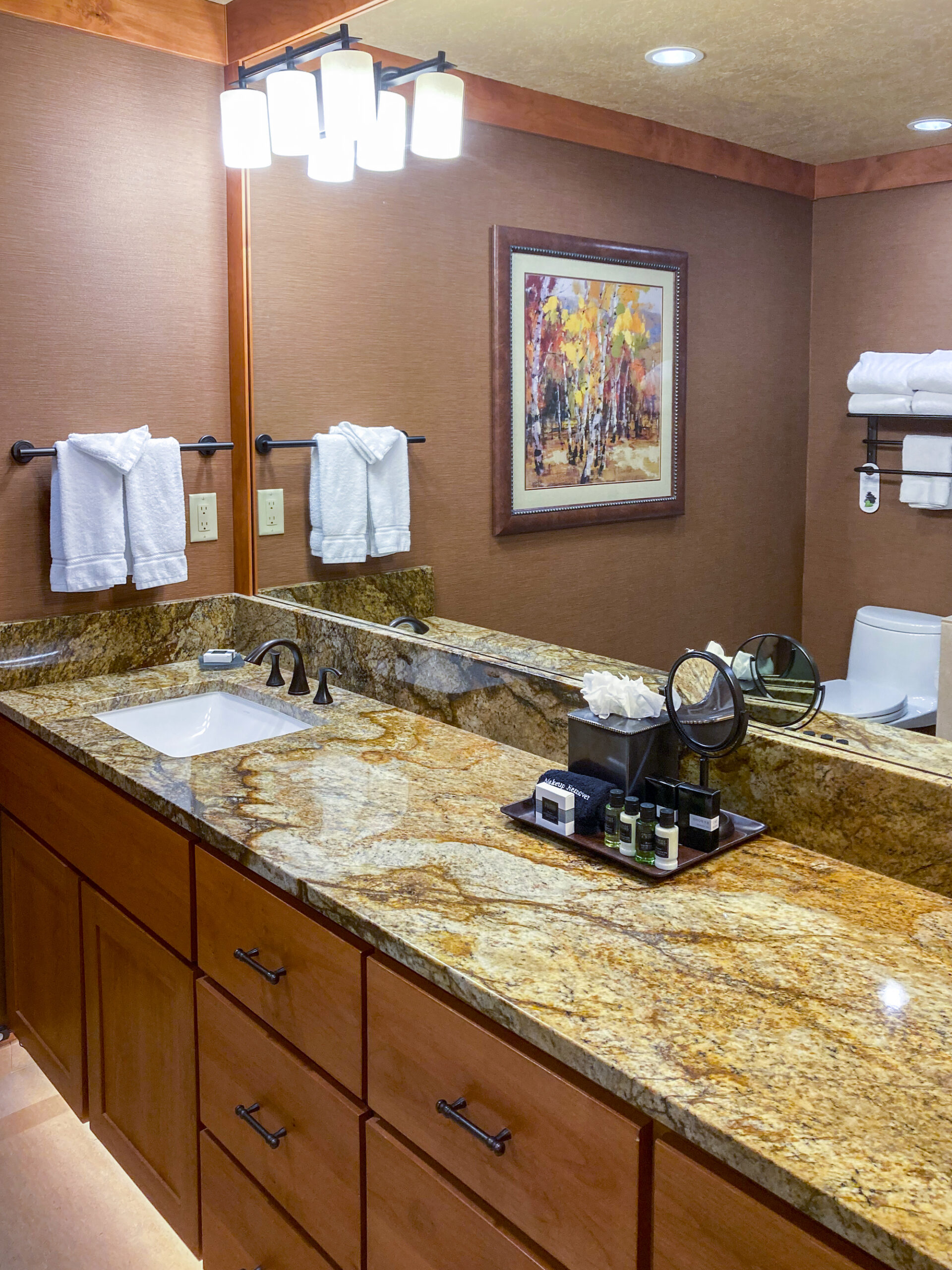 spacious bathroom with granite counter