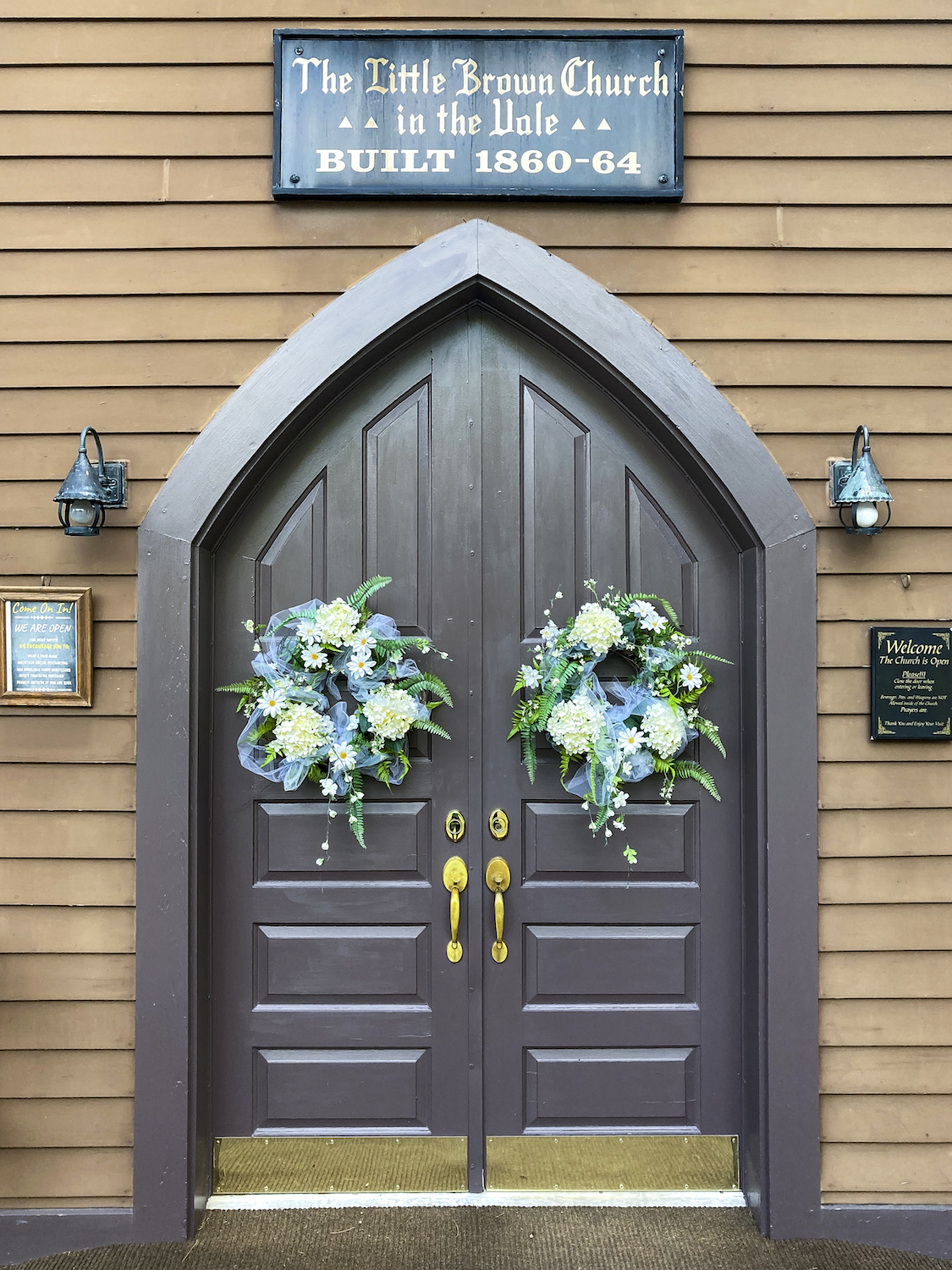 pointed arch wood entrance door