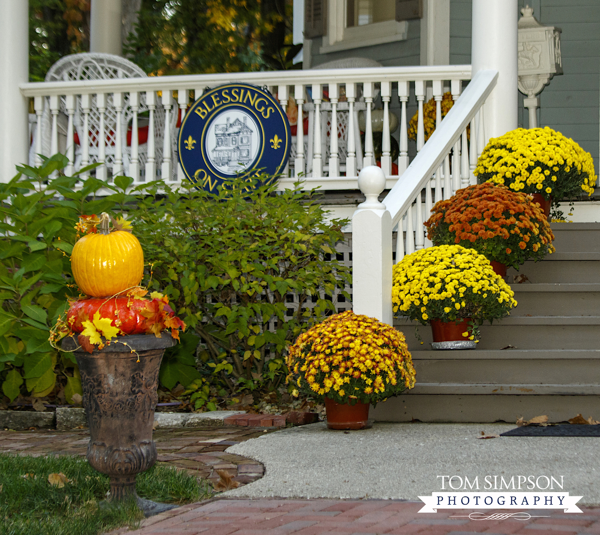 entrance decorated for fall season