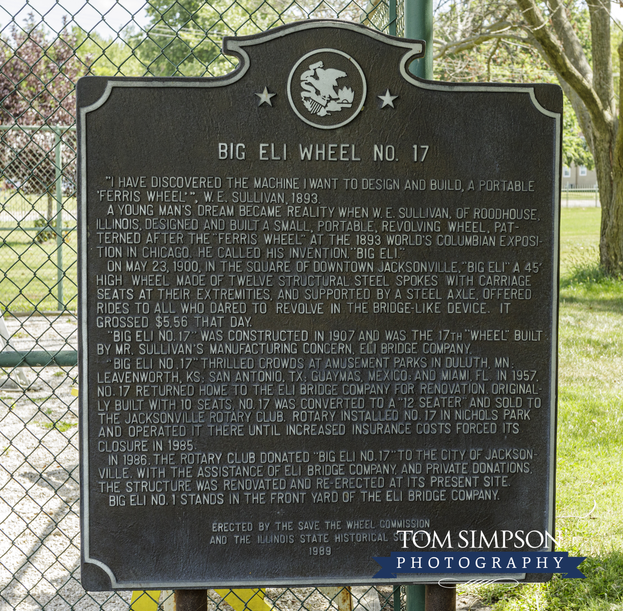 bronze information sign big eli ferris wheel