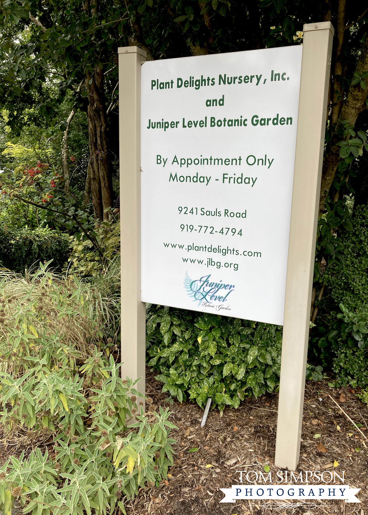 sign at entrance to plant delights nursery