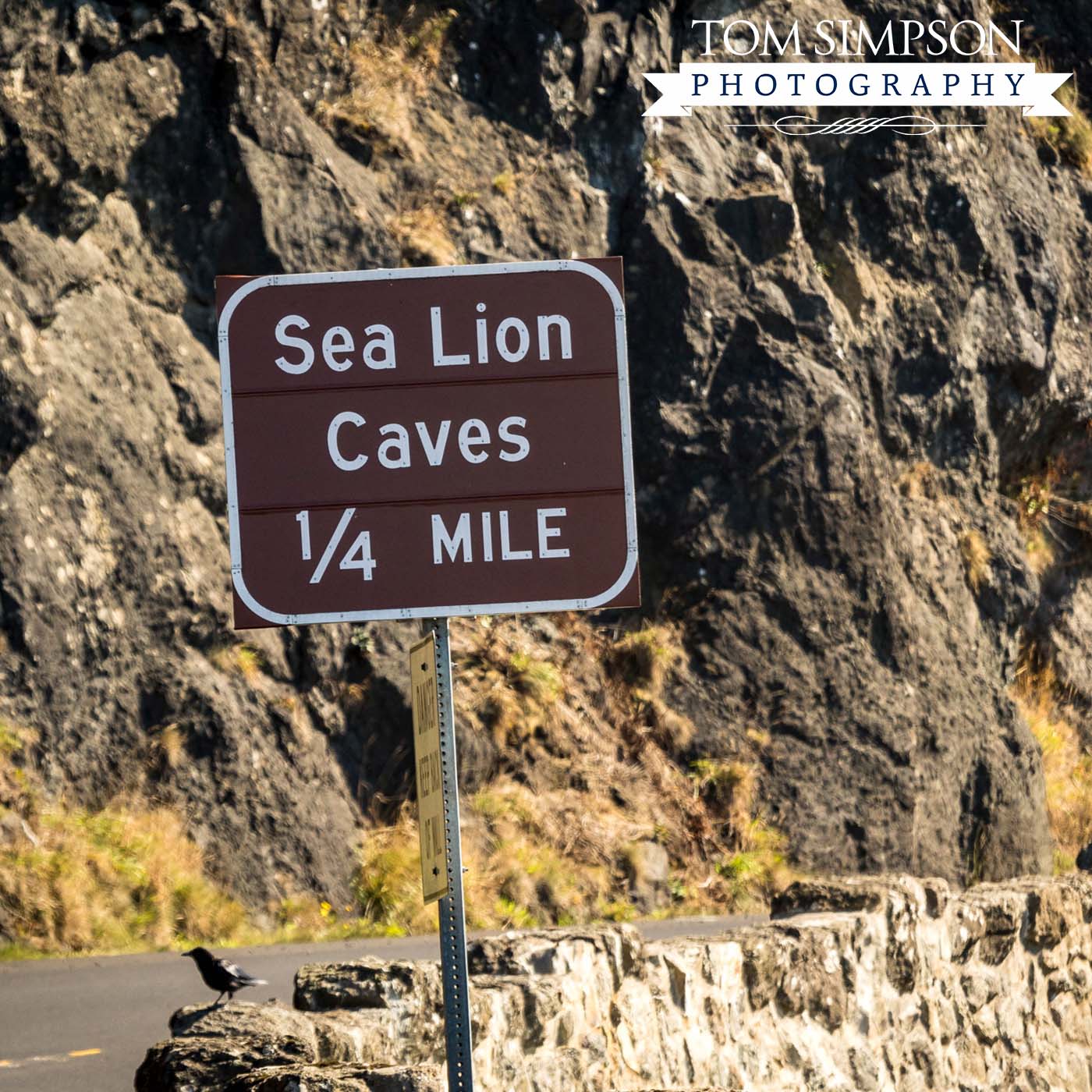 sign showing distance to sea lion caves
